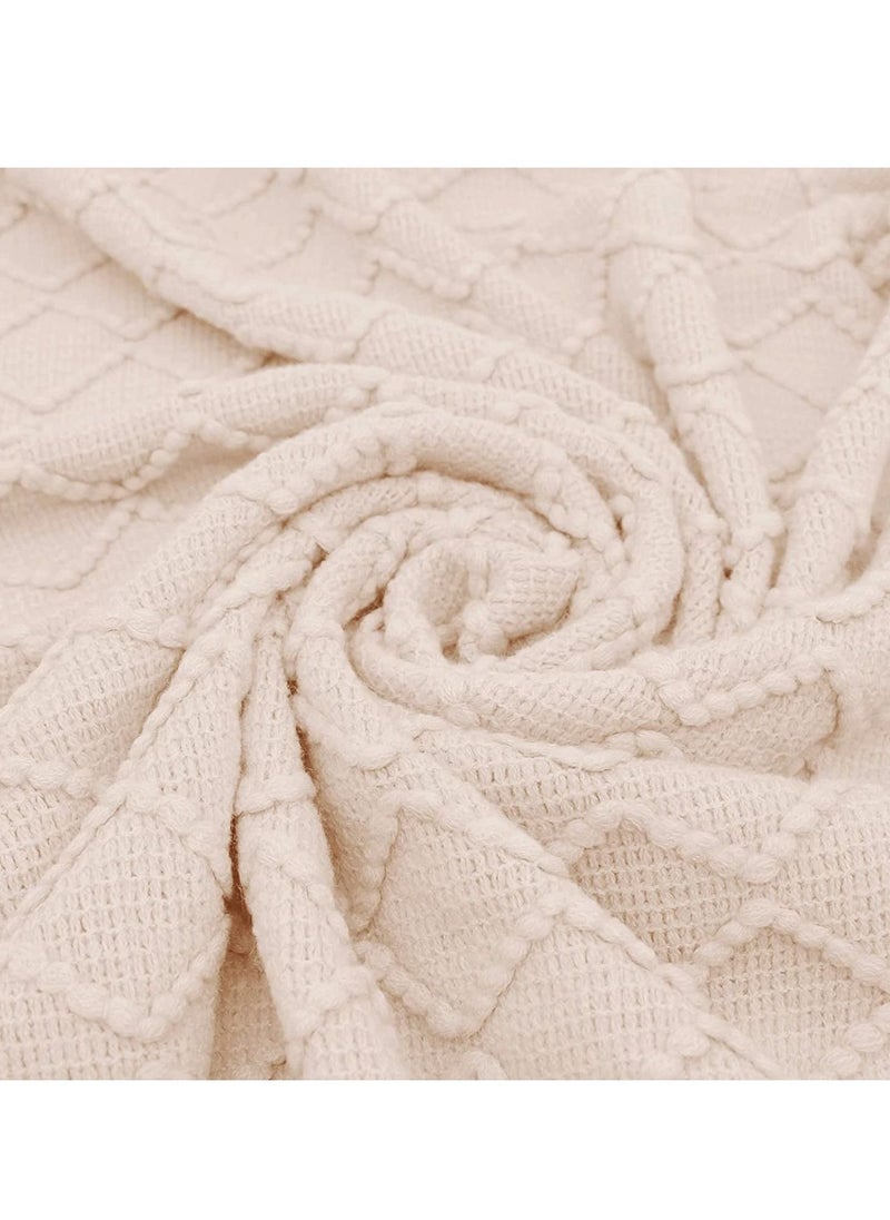 XiuWoo - Soft and Breathable Tassel Design Keep Warm Napping Cotton Blanket - Image 1
