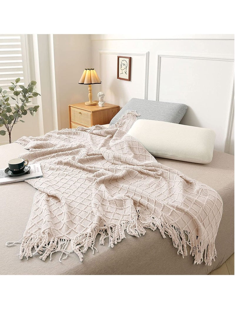 XiuWoo - Soft and Breathable Tassel Design Keep Warm Napping Cotton Blanket - Image 1