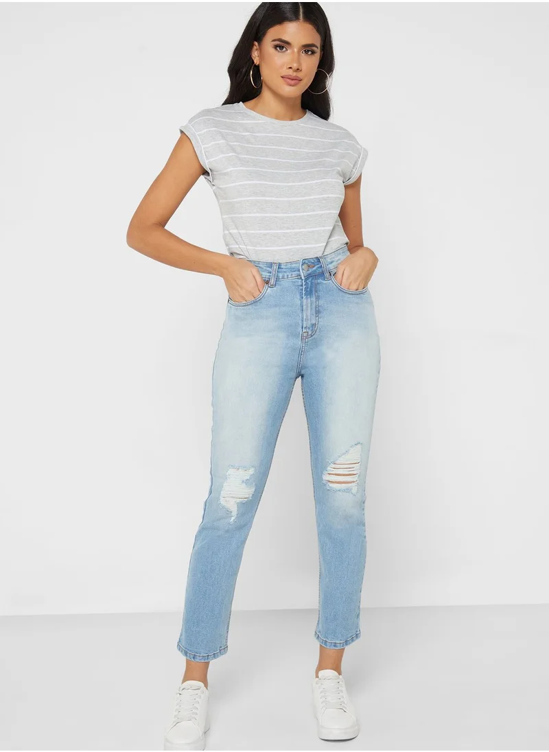 DOROTHY PERKINS Ripped High Waist Jeans