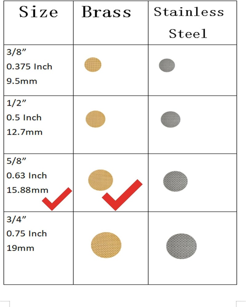 Ruilida Brass Pipe Screens 5/8 Inch 200pcs Premium Thick,0.63" Premium Pipe Screen Filters with Metal Storage Box - Image 2