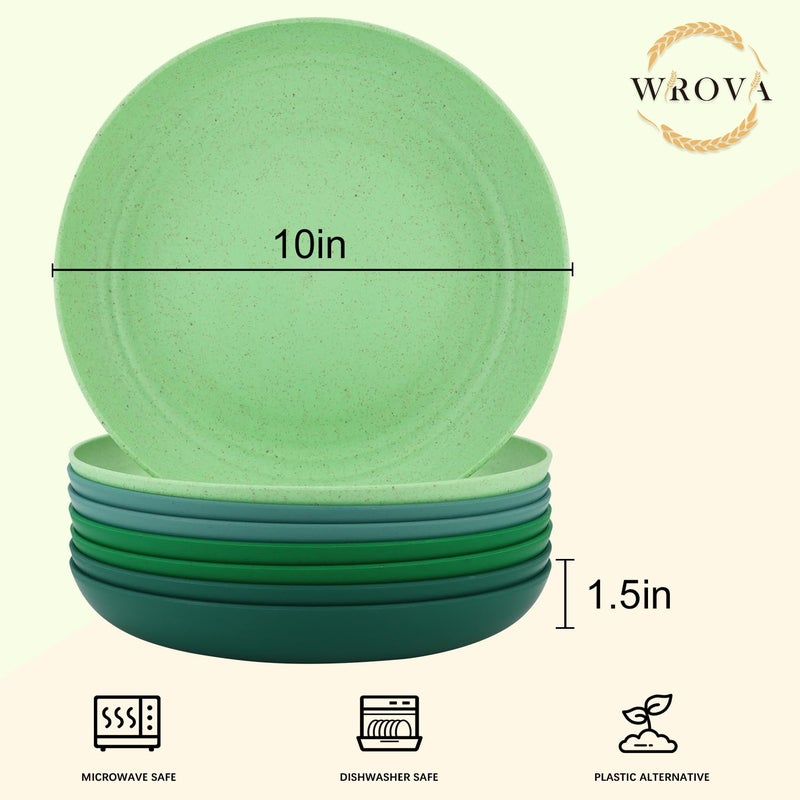 Wrova Wheat Straw Plates - 10 Inch Unbreakable Dinner Plates Set of 8 - Modern Dinnerware Dishes Dishwasher & Microwave Safe-Lightweight Plates for kitchen,camping (Forest Series) - Image 2