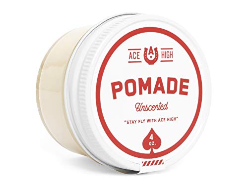 Ace High Unscented Pomade, Strong Hold, Natural Shine, Water Based, Hand Crafted, 4oz - Image 1