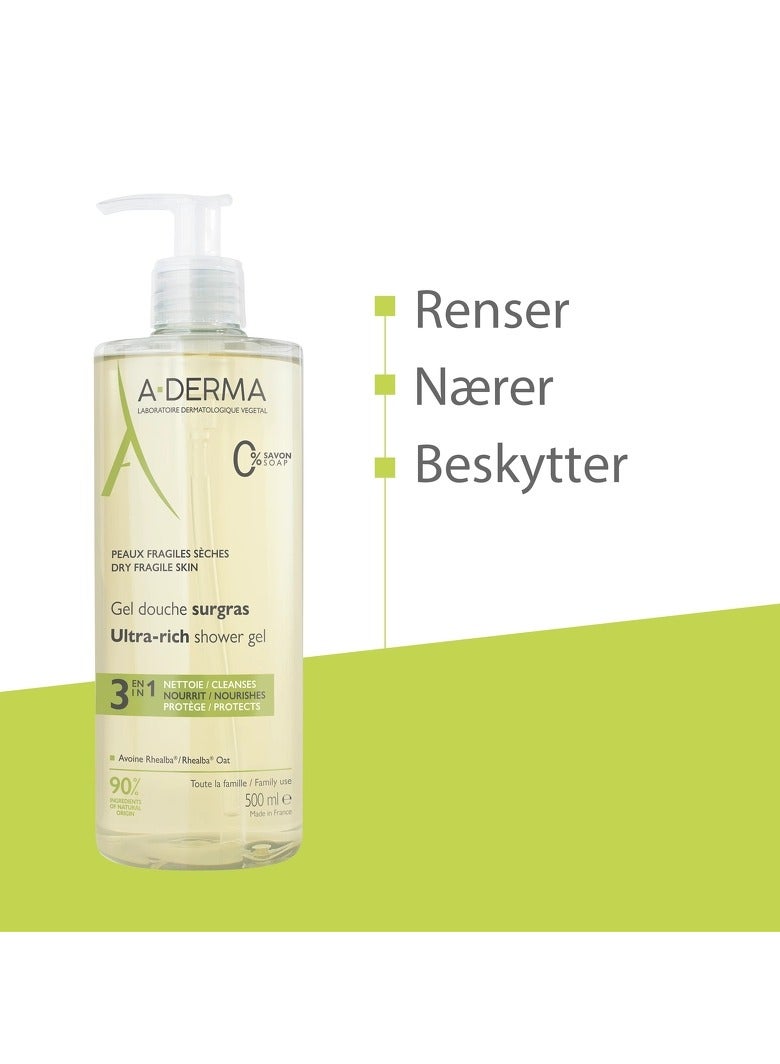ADERMA A Derma Ultra Rich Shower Gel 500ml  - Image 2