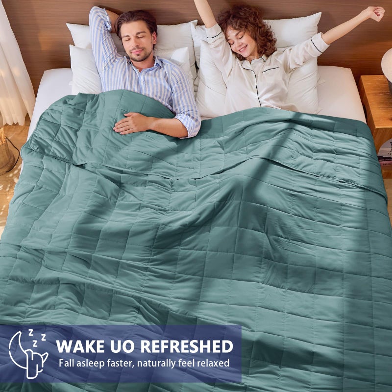 yescool King Size Weighted Blanket for Adults (20 lbs, 80â€ x 87â€, Teal) Cooling Heavy Blanket for Sleeping Perfect for 190-210 lbs, Breathable Blanket for Adults & Couple All Season, Machine Washable - Image 4