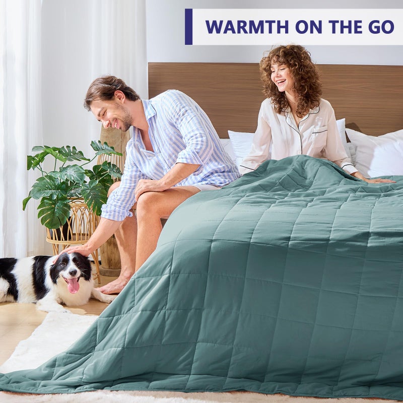 yescool King Size Weighted Blanket for Adults (20 lbs, 80â€ x 87â€, Teal) Cooling Heavy Blanket for Sleeping Perfect for 190-210 lbs, Breathable Blanket for Adults & Couple All Season, Machine Washable - Image 3