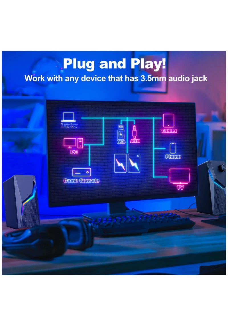 Captaintech USB Powered Stereo Speakers for PC and Gaming with Enhanced Bass and Volume Control for Laptops Tablets and Phones  - Image 4