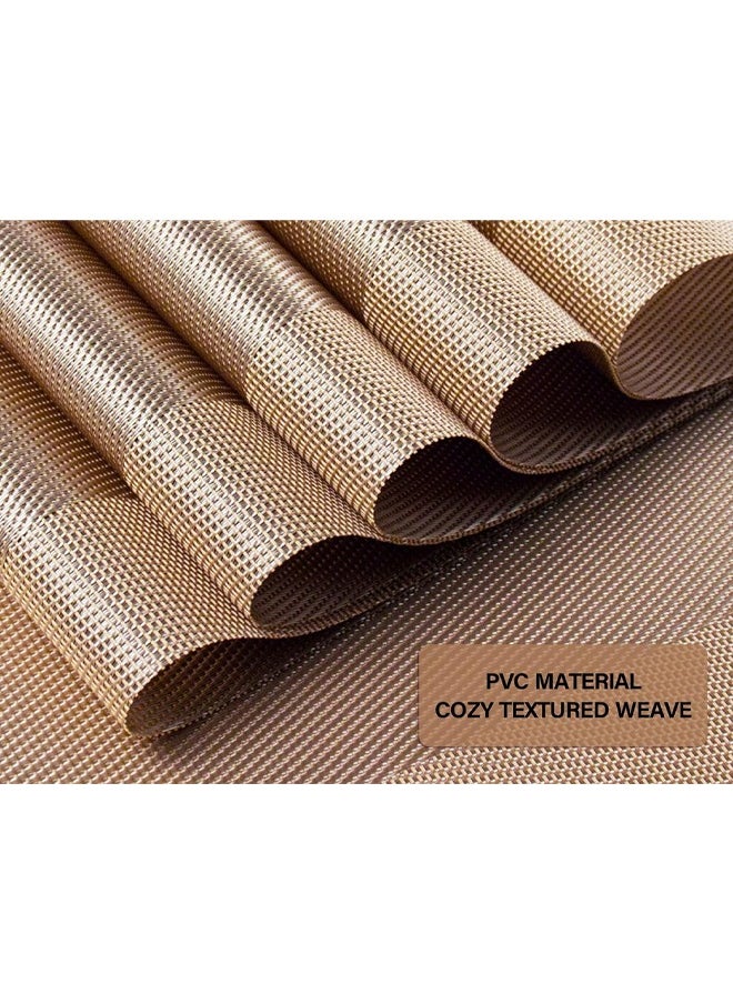 DUNISO 6 Pcs Placemats, Non-Slip Crossweave Woven Vinyl Insulation Place Mat,Simple and Sophisticated，Washable Table Mats For Hotel Restaurants Party Decoration 45 x 30 cm，Champagne  - Image 3