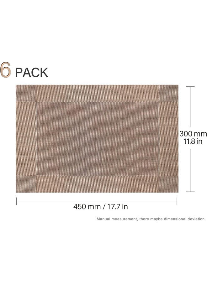 DUNISO 6 Pcs Placemats, Non-Slip Crossweave Woven Vinyl Insulation Place Mat,Simple and Sophisticated，Washable Table Mats For Hotel Restaurants Party Decoration 45 x 30 cm，Champagne  - Image 5