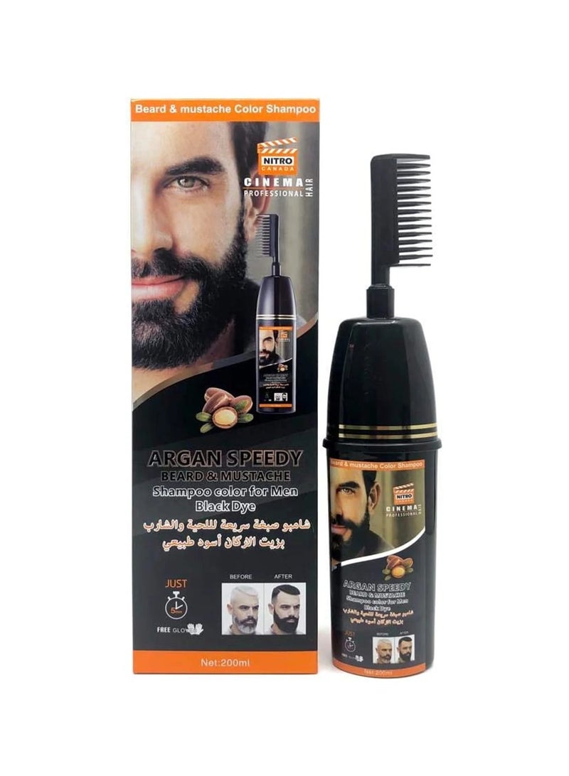 نيترو كندا شامبو ارجان سبيدي لللحية والشارب لون أسود للرجال 200 مل