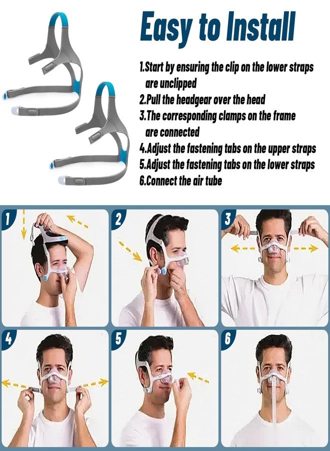 ألوكس حزام رأس بديل كامل الوجه F20 لحزام رأس ResMed AirFit/AirTouch، أحزمة رأس بديلة لقناع الوجه الكامل ResMed Airfit F20 - كبير، أزرق (عبوة من قطعتين) - Image 4