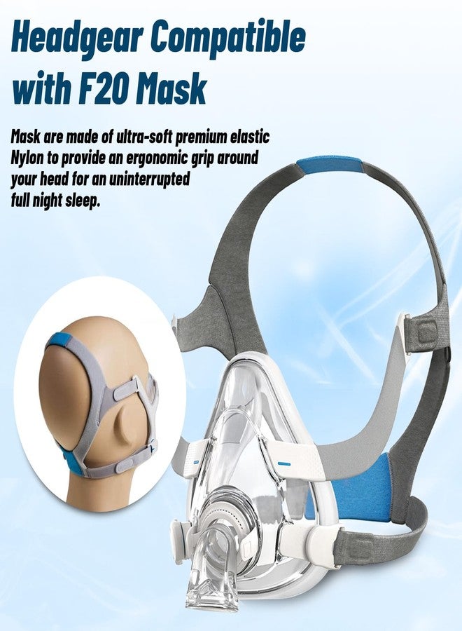 ألوكس حزام رأس بديل كامل الوجه F20 لحزام رأس ResMed AirFit/AirTouch، أحزمة رأس بديلة لقناع الوجه الكامل ResMed Airfit F20 - كبير، أزرق (عبوة من قطعتين) - Image 2