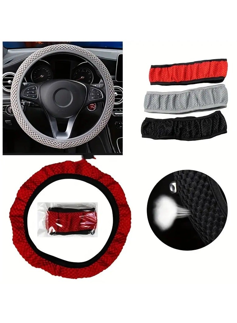 Generic Car Steering Wheel Cover Ice Silk Stretch Breathable Non-slip Steering Wheel Cover For Easy Installation And Removal Universal Automobile Interior Accessories(Grey) - Image 3