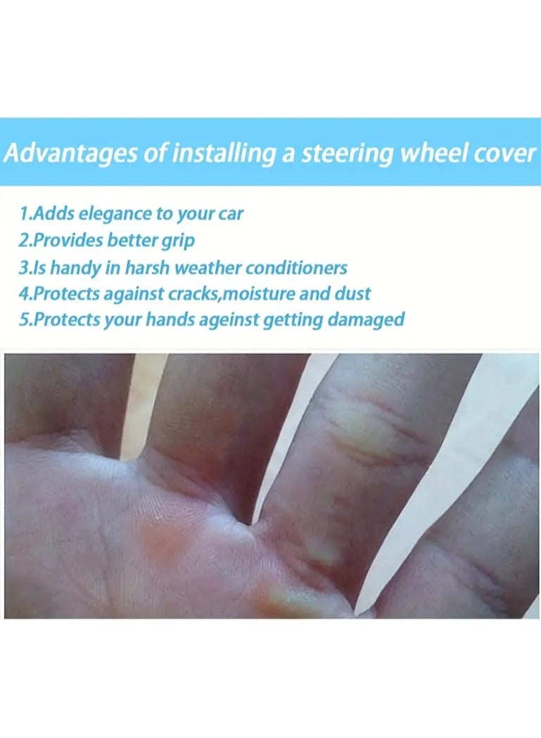 Generic Car Steering Wheel Cover Ice Silk Stretch Breathable Non-slip Steering Wheel Cover For Easy Installation And Removal Universal Automobile Interior Accessories(Grey) - Image 4