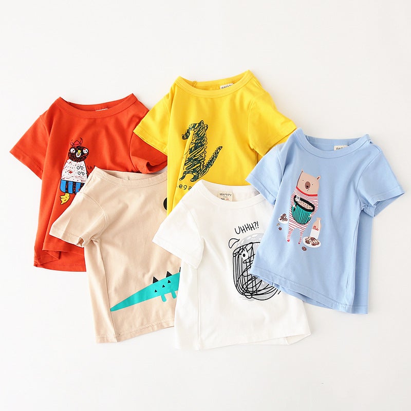Children's short sleeve T-shirt Korean version of children's clothing boys cartoon jacket baby Summer bottoming shirt crew neck a generation of hair tide - Image 3