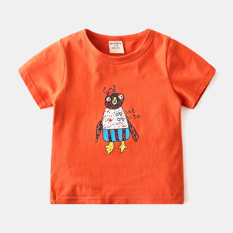 Children's short sleeve T-shirt Korean version of children's clothing boys cartoon jacket baby Summer bottoming shirt crew neck a generation of hair tide - Image 1