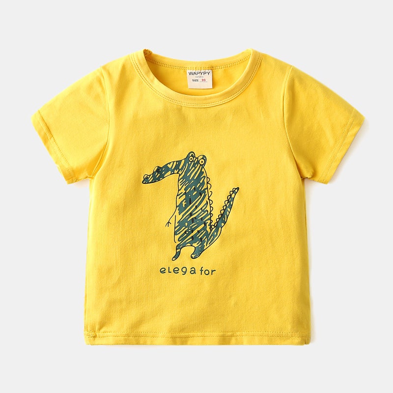 Children's short sleeve T-shirt Korean version of children's clothing boys cartoon jacket baby Summer bottoming shirt crew neck a generation of hair tide - Image 5