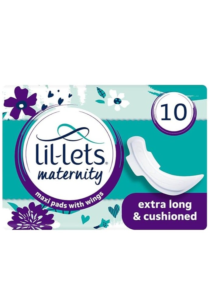 Lil-Lets Maternity Maxi Sanitory Pads With Wings - Perfect for 0-3 Weeks Post Birth - Wide Shaped Back - Super Soft - Extra Long and Cushioned - Skin Friendly - Leak Protection - 10 units - Image 1