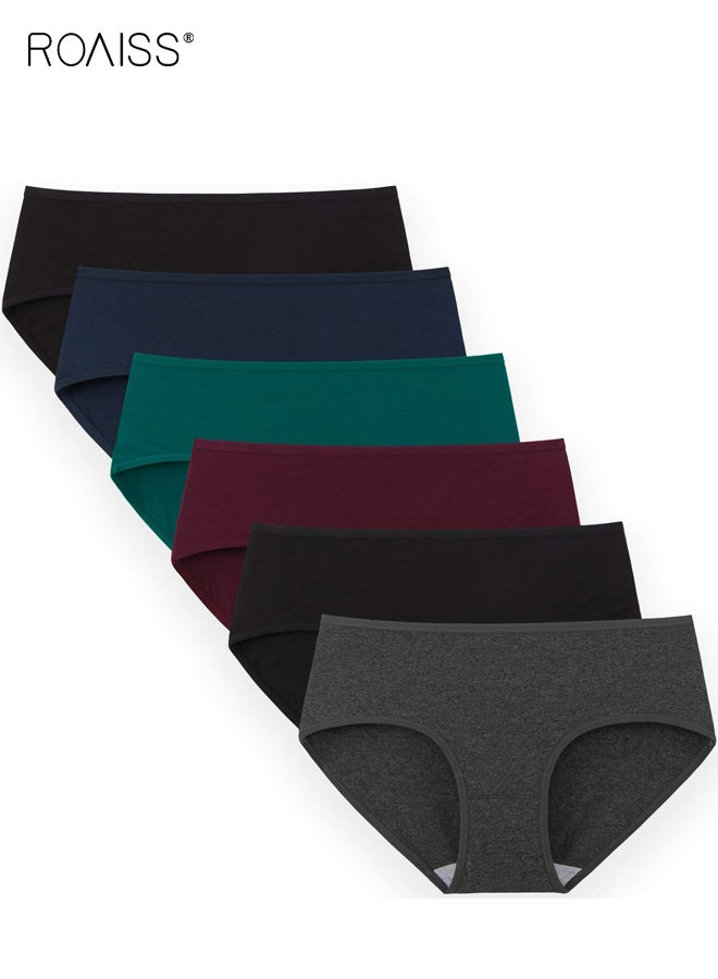 roaiss Womens Cotton Underwear 6 Pack Low Rise Panties Regular Plus Size Multipack Breathable Soft Everyday Basic Panty for Women Comfortable Hipster Briefs - Image 1