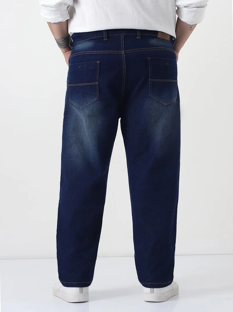 Urbano Fashion  Urbano Plus Men's Dark Blue Straight Fit Heavy Washed Jeans Stretchable  | Best Price UAE