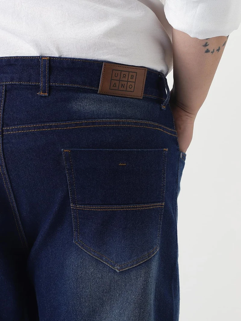 Urbano Fashion  Urbano Plus Men's Dark Blue Straight Fit Heavy Washed Jeans Stretchable  | Best Price UAE