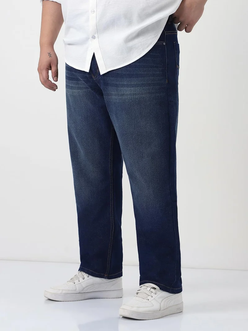 Urbano Fashion  Urbano Plus Men's Dark Blue Straight Fit Heavy Washed Jeans Stretchable  | Best Price UAE