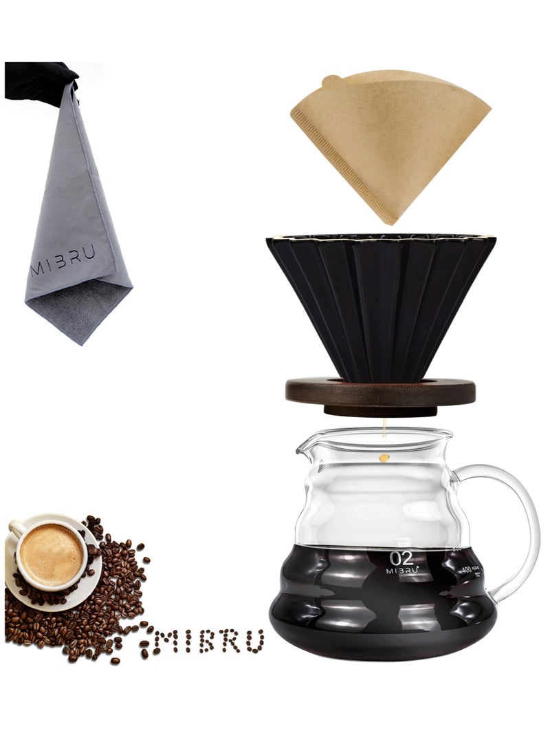ميبرو مجموعة تقطير ادوات آلة القهوة المختصة V60 تحتوي على 5 قطع صب فوق القهوة بالتنقيط والتقطير - Image 1