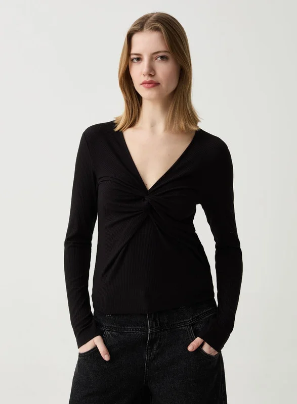 Ovs T-shirt with knot and long sleeves