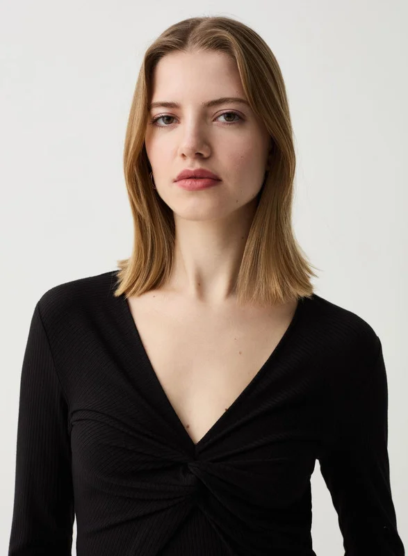 Ovs T-shirt with knot and long sleeves