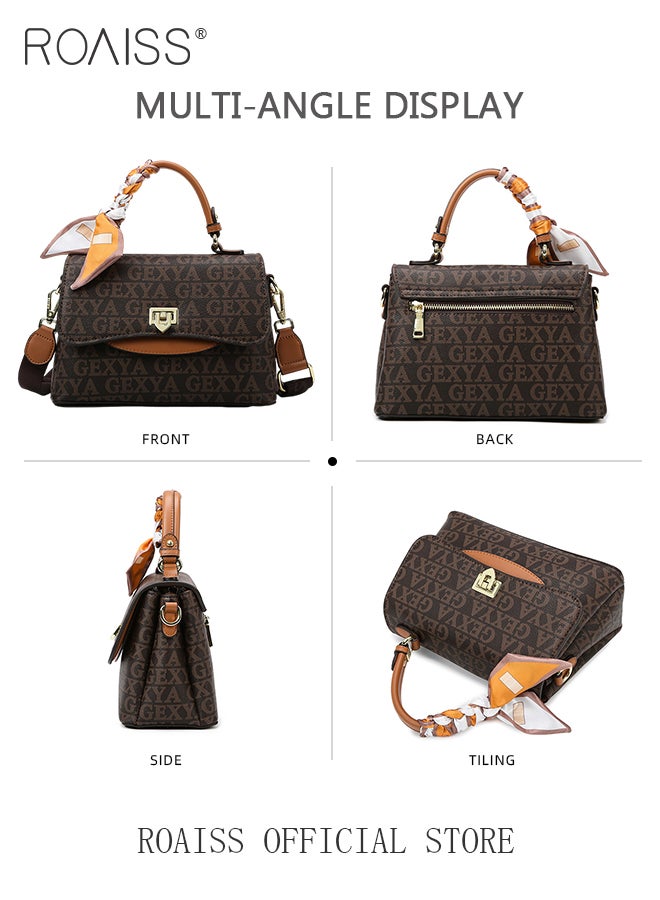 roaiss Premium Textured Satchel Handbag for Women Exquisite Elegant Ladies Shoulder Crossbody Bags with Silk Scarf and Gift Bag Gifts for Mom Wife Bridal Suitable For Leisure Birthday Gift or Ramadan - Image 5