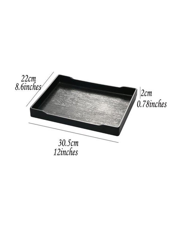 CLWXHS 12 Inches Melamine Serving Platter,Rectangle Serving Trays for Party, Kitchen Eating Trays Set of 2 for Appetizers, Raw Veggies,Pie, Cupcakes, Taco, Cheese(Black) - Image 2