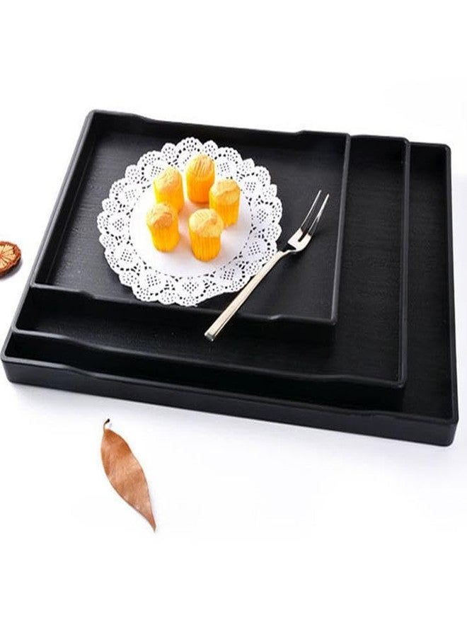 CLWXHS 12 Inches Melamine Serving Platter,Rectangle Serving Trays for Party, Kitchen Eating Trays Set of 2 for Appetizers, Raw Veggies,Pie, Cupcakes, Taco, Cheese(Black) - Image 5