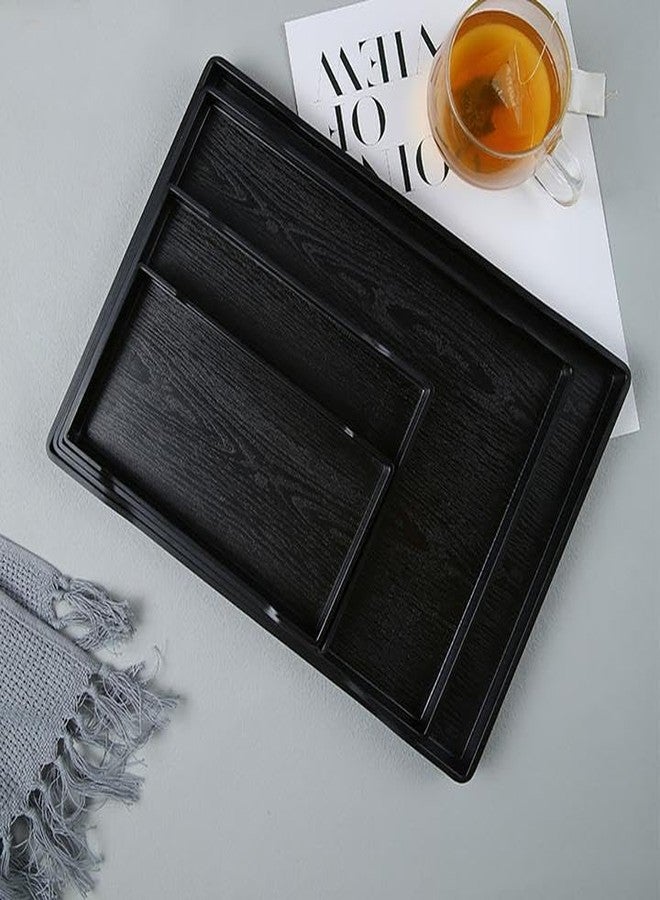 CLWXHS 12 Inches Melamine Serving Platter,Rectangle Serving Trays for Party, Kitchen Eating Trays Set of 2 for Appetizers, Raw Veggies,Pie, Cupcakes, Taco, Cheese(Black) - Image 4