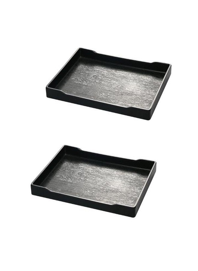 CLWXHS 12 Inches Melamine Serving Platter,Rectangle Serving Trays for Party, Kitchen Eating Trays Set of 2 for Appetizers, Raw Veggies,Pie, Cupcakes, Taco, Cheese(Black) - Image 1