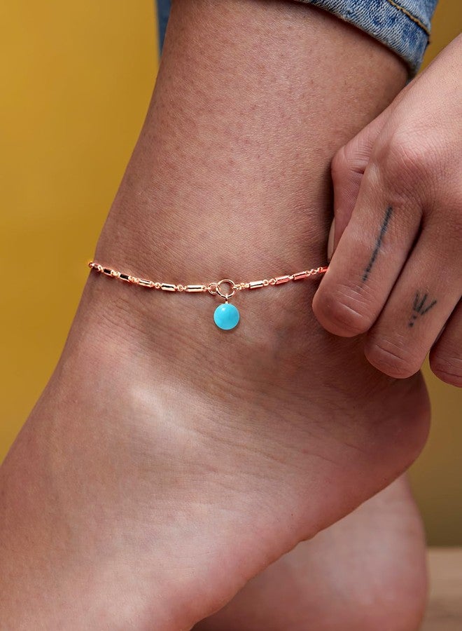 MINUTIAE Rose Gold-Plated Motif Chain Anklet for Women's & Girls_MNT0391TQ_RG - Image 2