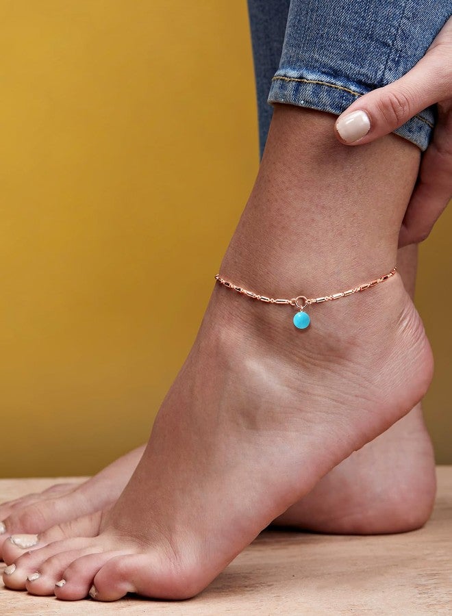 MINUTIAE Rose Gold-Plated Motif Chain Anklet for Women's & Girls_MNT0391TQ_RG - Image 5