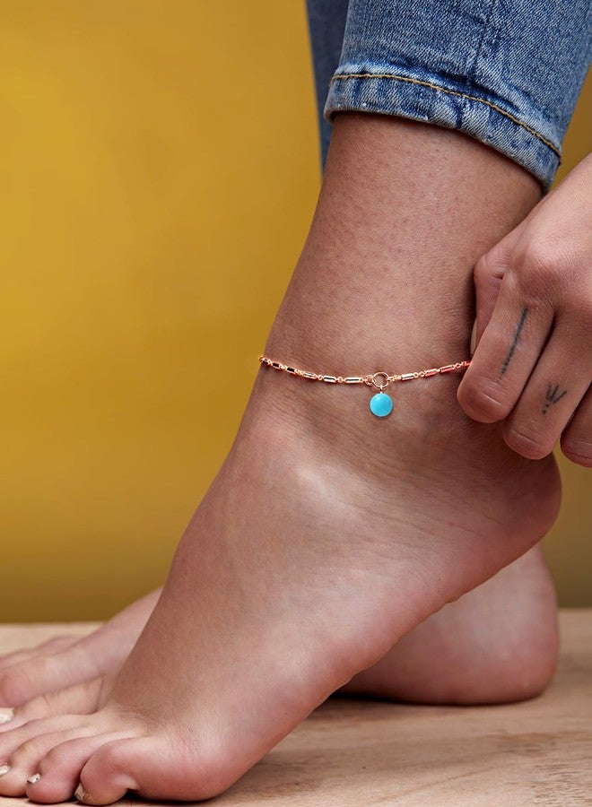 MINUTIAE Rose Gold-Plated Motif Chain Anklet for Women's & Girls_MNT0391TQ_RG - Image 3