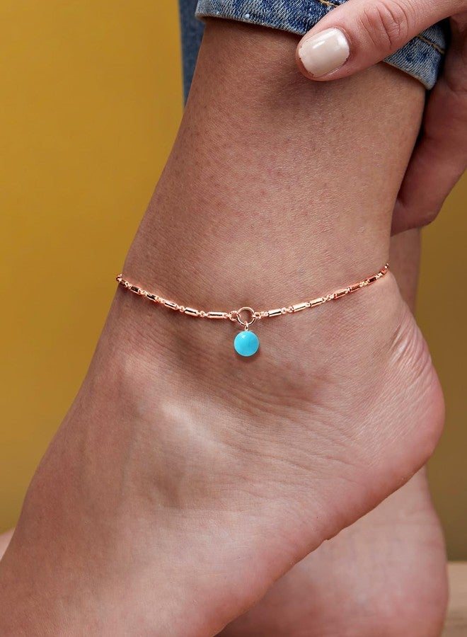 MINUTIAE Rose Gold-Plated Motif Chain Anklet for Women's & Girls_MNT0391TQ_RG - Image 4