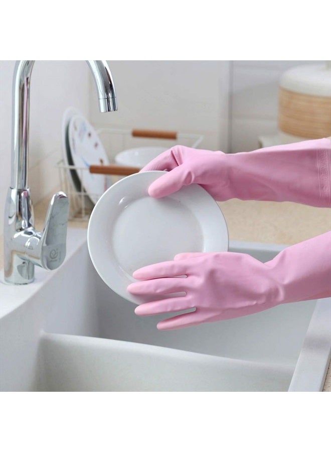 HSL Household Cleaning Gloves - 2 Pairs Reusable Kitchen Dishwashing Gloves with Latex Free, Cotton lining, Waterproof, Non-Slip, Ideal for Dishes, Household Chores, and Gardening (Medium) - Image 4