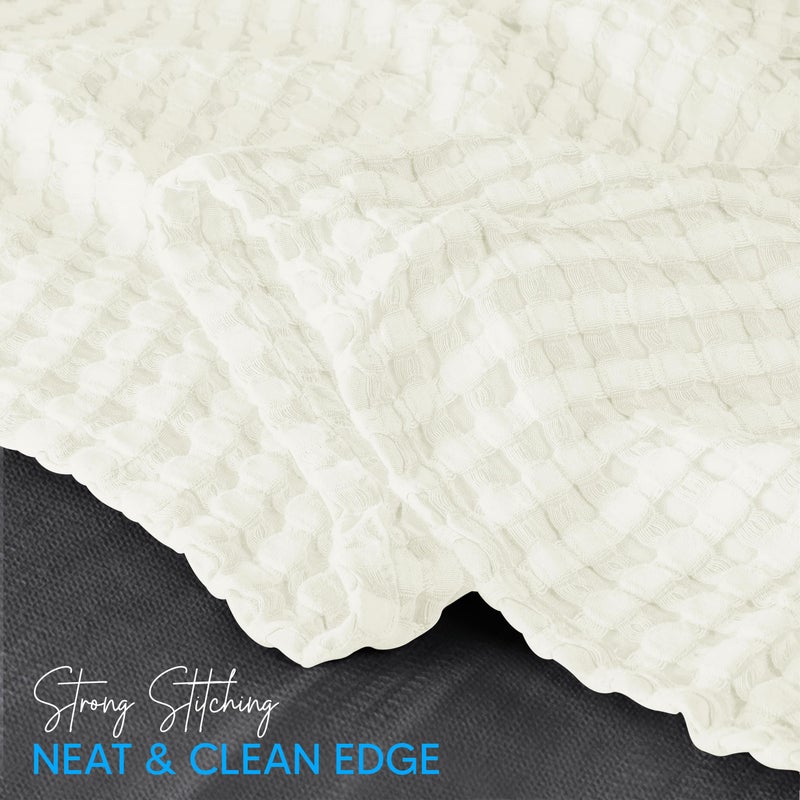 Utopia Bedding Ivory 100% Cotton Waffle Blanket 300 GSM [Queen - 90x90 Inch] Soft Lightweight Breathable Bed Blanket for All Season - Image 4