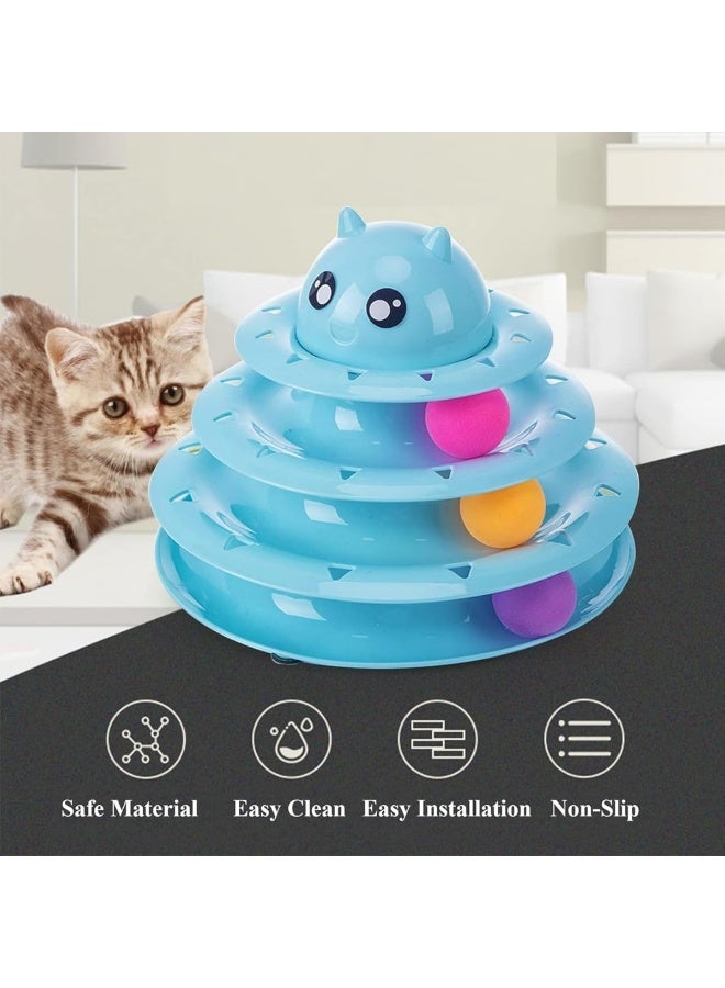 BLOOMING TIME Cat Toy Roller 3-Level Turntable Cat Toys Balls with Three Colorful Balls Interactive Kitten Fun Mental Physical Exercise Puzzle Kitten Toys - Image 5
