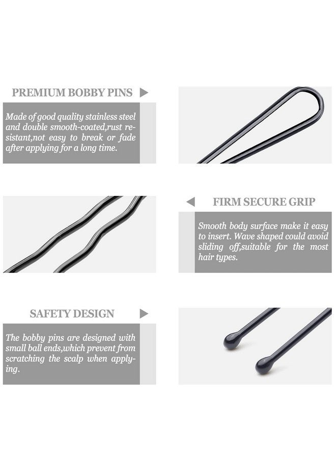 كان برنسيس دبابيس شعر كانبرينسيس على شكل حرف U، 100 قطعة، 2.4 بوصة، دبابيس شعر سوداء لجميع أنواع الشعر، دبابيس شعر للنساء، دبابيس شعر على شكل حرف U غير مؤلمة للكعكات مع صندوق (أسود) - Image 3