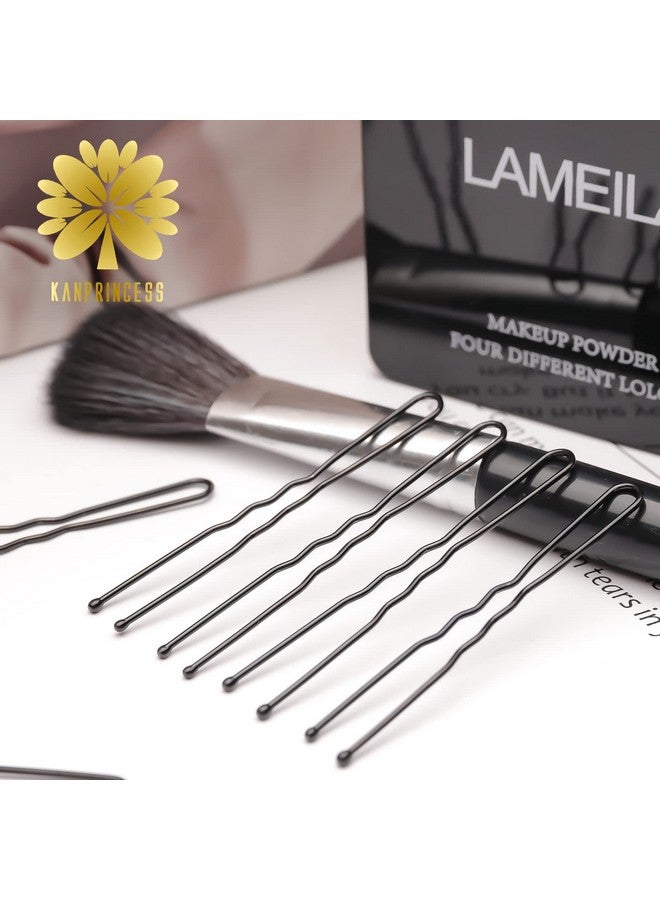 كان برنسيس دبابيس شعر كانبرينسيس على شكل حرف U، 100 قطعة، 2.4 بوصة، دبابيس شعر سوداء لجميع أنواع الشعر، دبابيس شعر للنساء، دبابيس شعر على شكل حرف U غير مؤلمة للكعكات مع صندوق (أسود) - Image 5