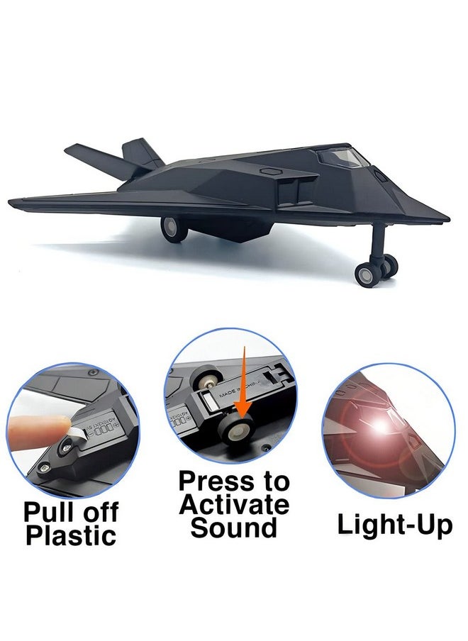 Liberty imports Diecast Stealth Fighter Jet Metal Military Airplane Toy - 1:400 Scale Alloy Model Tactical Aircraft with Pullback Action, Lights and Sound  - Image 3