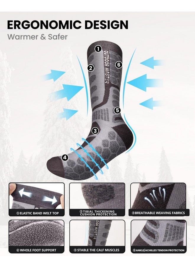OutdoorMaster - OutdoorMaster Merino Wool Ski Socks, 2-Pack Over The Calf Non-Slip Cuff Winter Compression Thermal Socks for Men & Women - Image 1