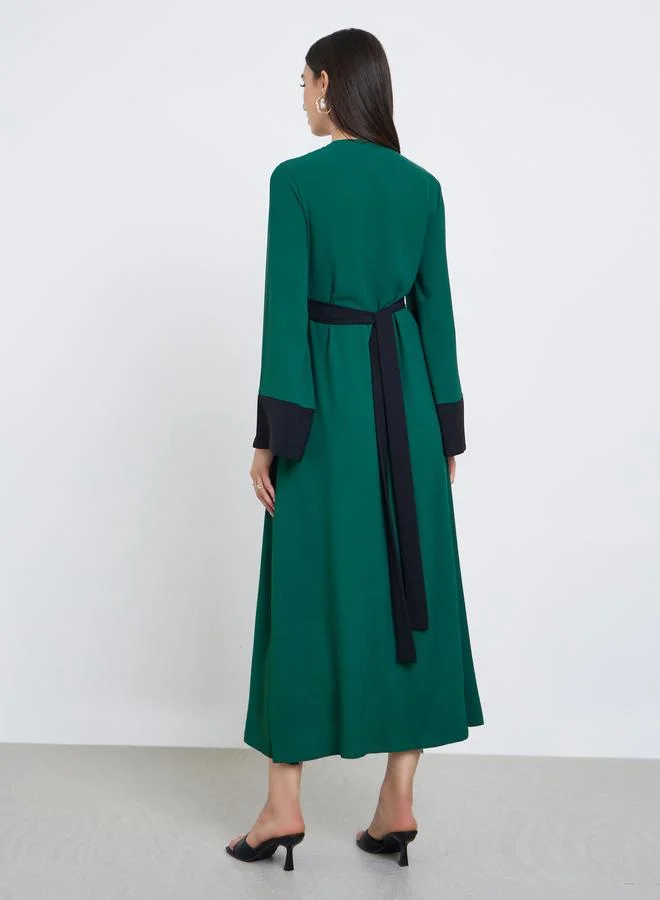 Take Two  Green Embroidery Back Tie A-Line Maxi Dress for Women | Best Price UAE
