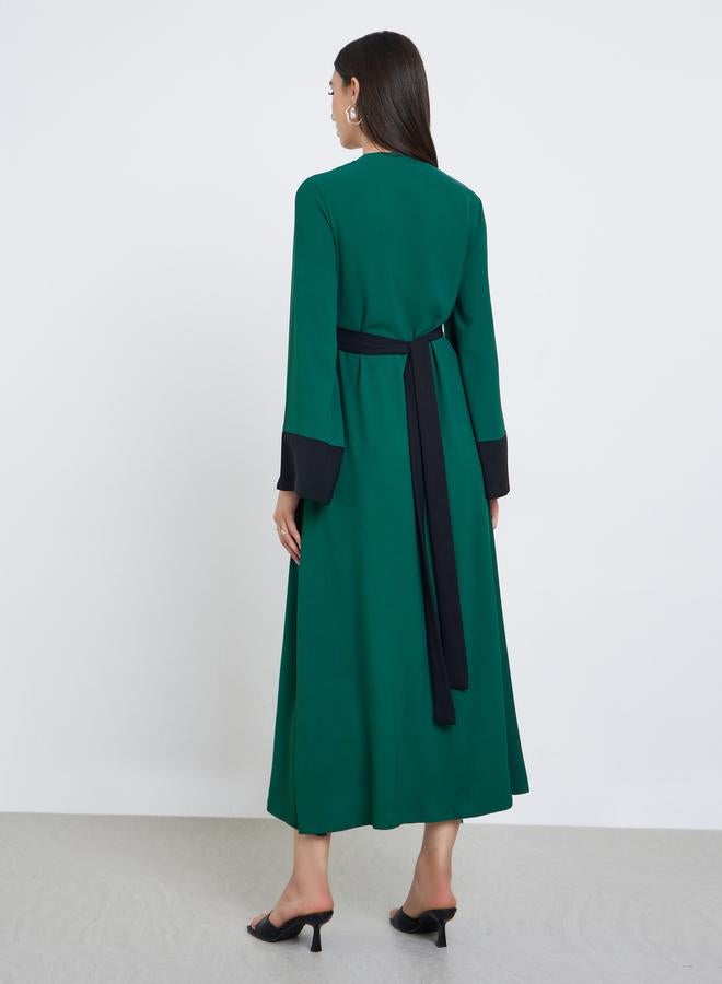 Take Two Green Embroidery Back Tie A-Line Maxi Dress - Image 3