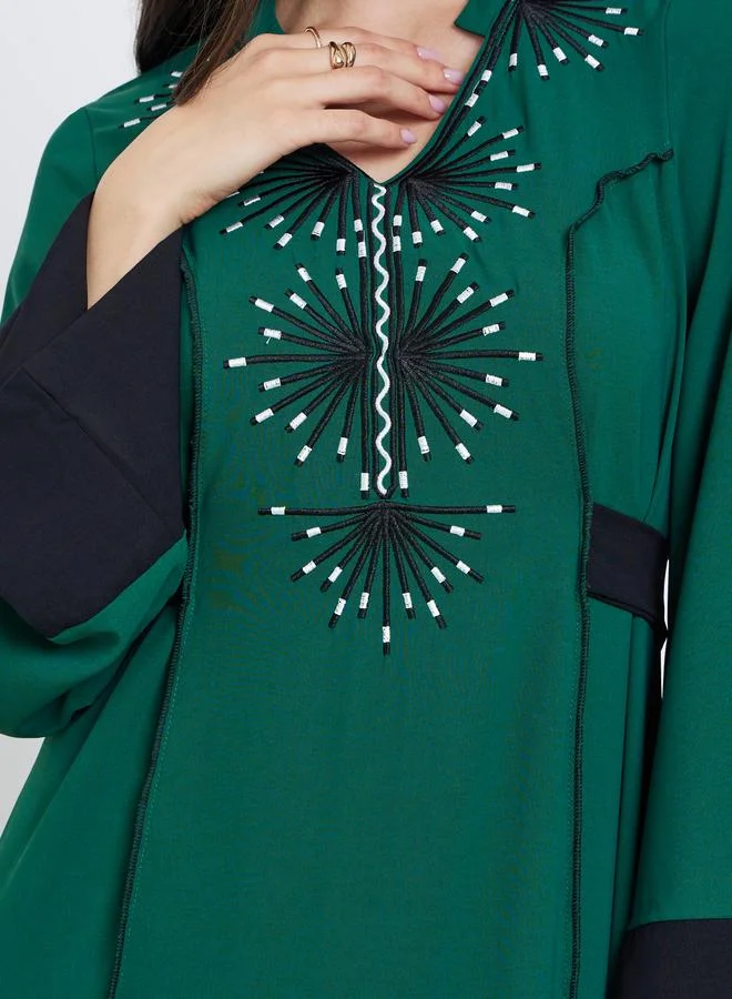 Take Two  Green Embroidery Back Tie A-Line Maxi Dress for Women | Best Price UAE