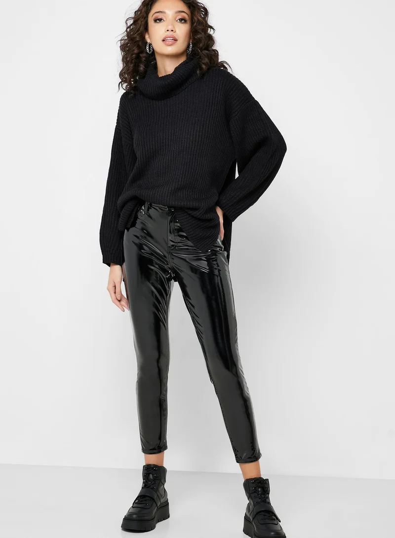Vinyl Trousers Topshop Vinyl Jamie Jeans TOPSHOP Black Vinyl Jamie