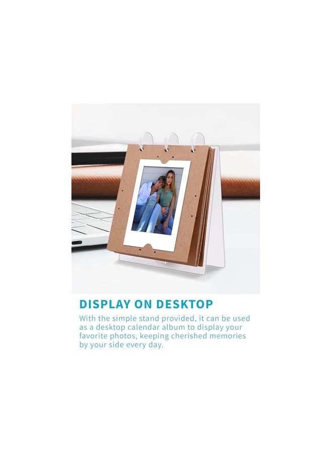 S-TOP Mini Photo Album Scrapbook for Instax 11, 12, EVO 40, 9, 8, 7+ and 2x3 Pictures, Includes 20 Kraft Paper Pages, Acrylic Desktop Display Frame, Clear Compact Photo Storage - Image 2