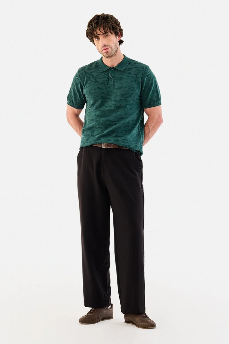 SNITCH Textured Flat Knit Polo T-Shirt